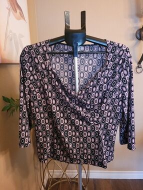 Cleo  Top with Black and Pink Pattern